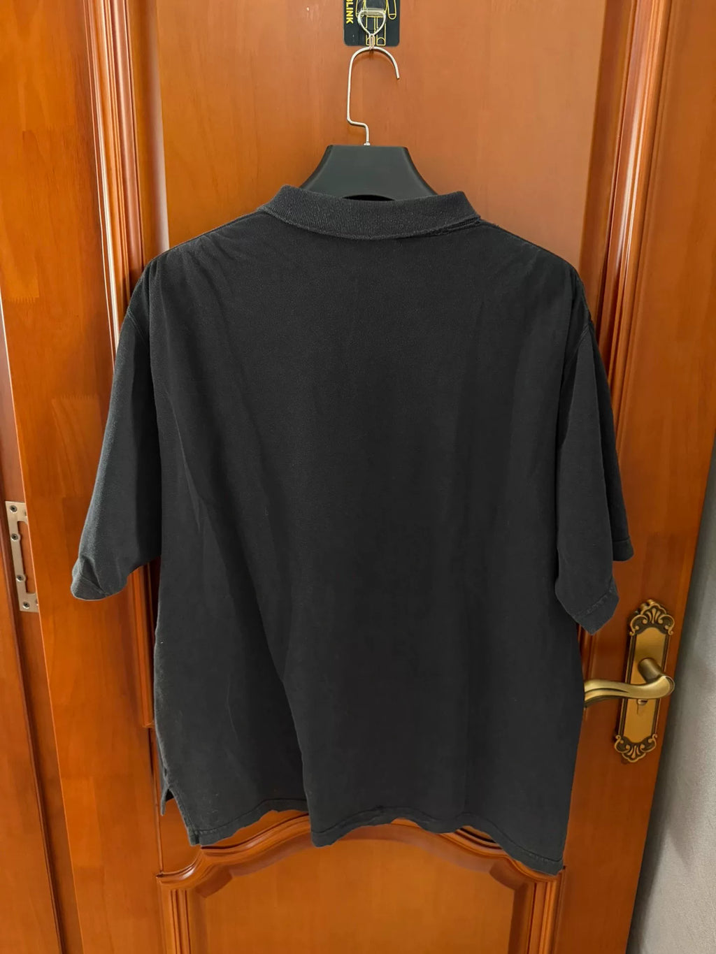 Balenciaga SS25 Black Wheat Ear Logo Short Sleeve Polo Shirt