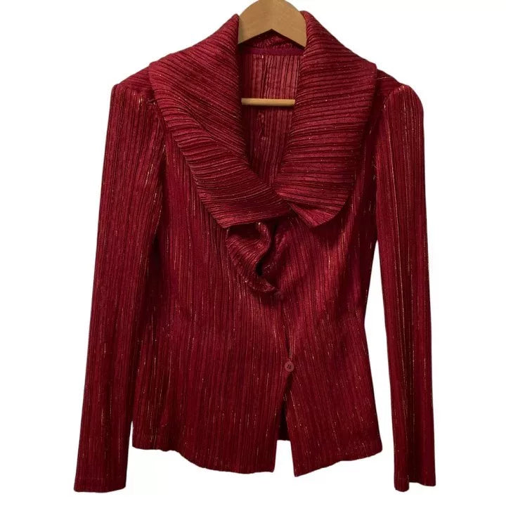 Issey Miyake AW09 Red Gold Thread Pleated Top