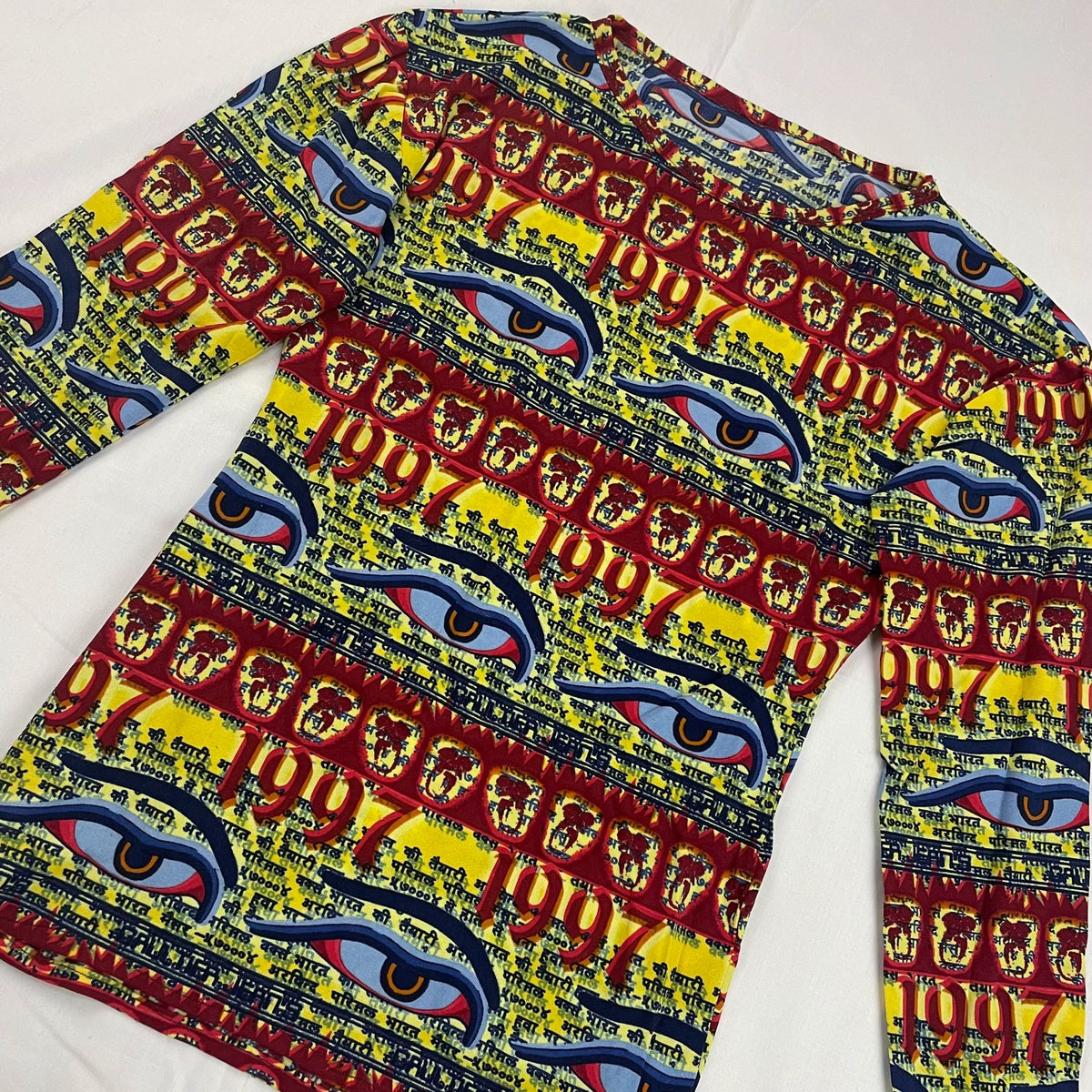1997 Spring/Summer Jean Paul Gaultier Eye of Wisdom Print Stretch Long-Sleeve T-Shirt