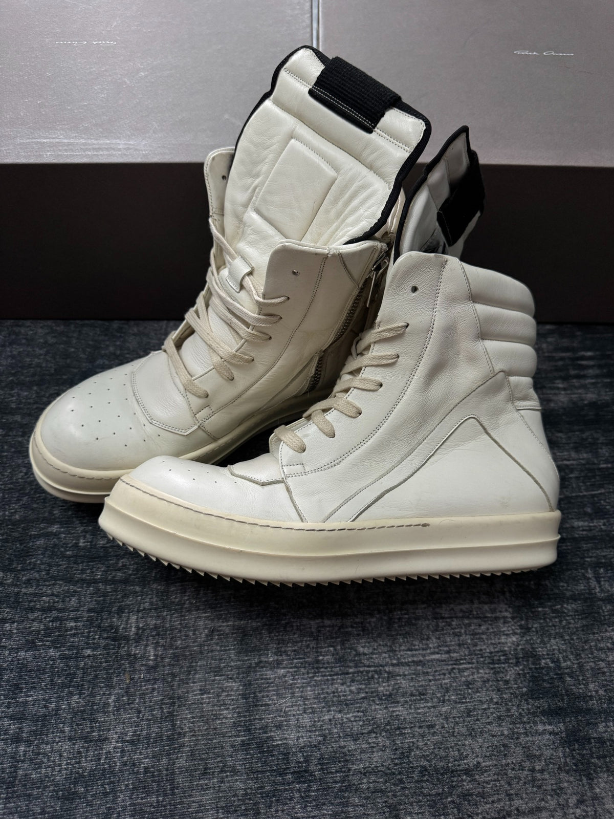 Rick Owens White Inverted-Triangle Sneakers