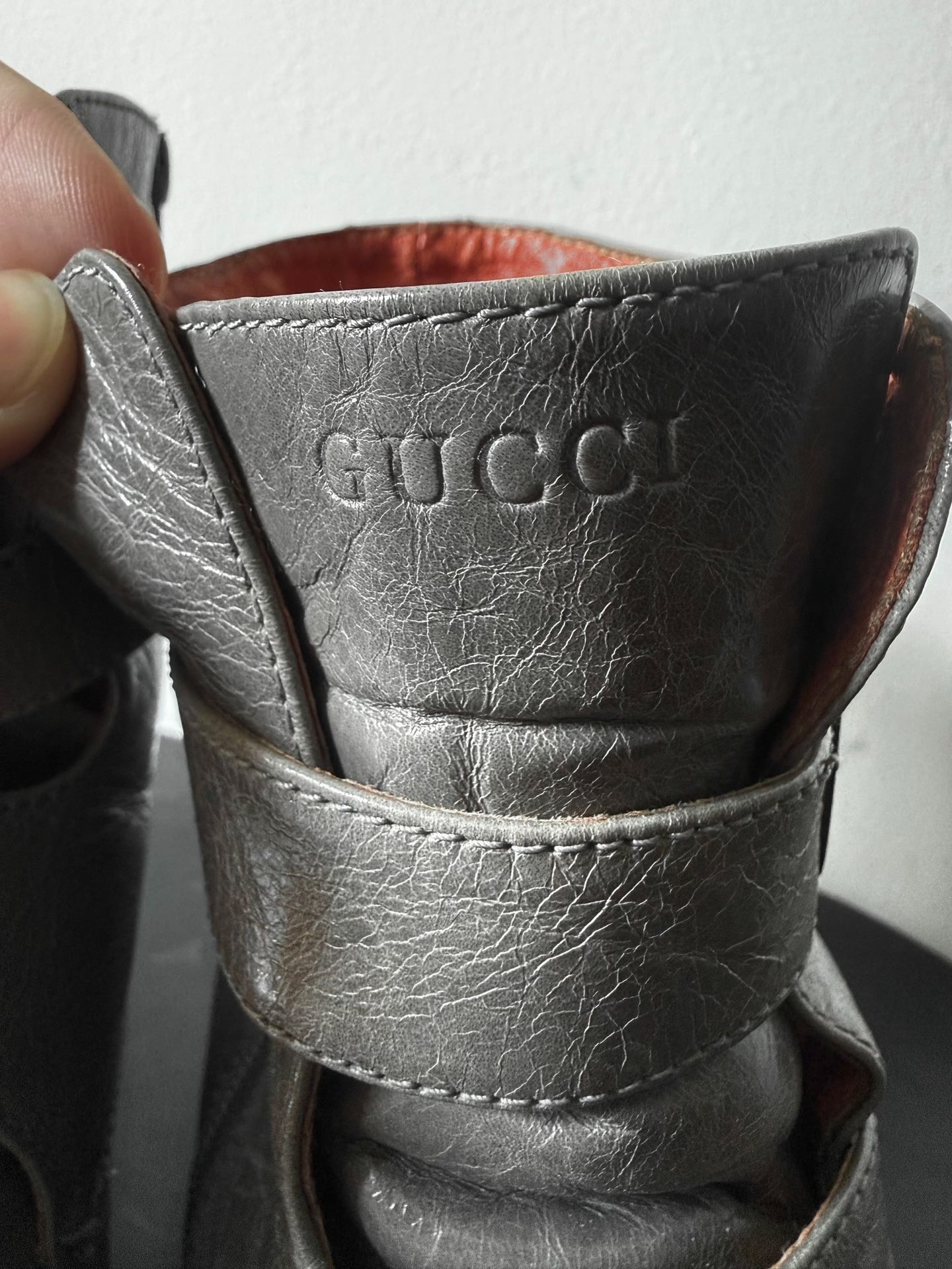 Gucci 00s Gray Lace-Up Boots