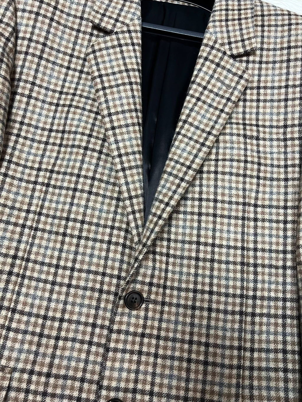 Celine AW22 Prince of Wales Check Goat Cashmere Wool Blazer