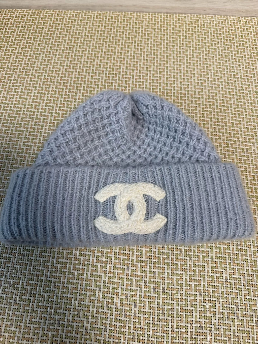 Chanel Grey Pineapple Cashmere Silk Beanie