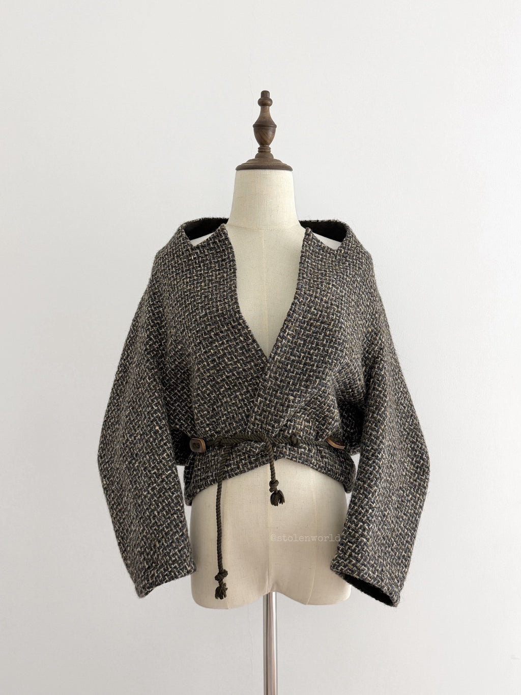 Yohji Yamamoto Y's Pointed Collar Drawstring Wool Short Coat - Devines