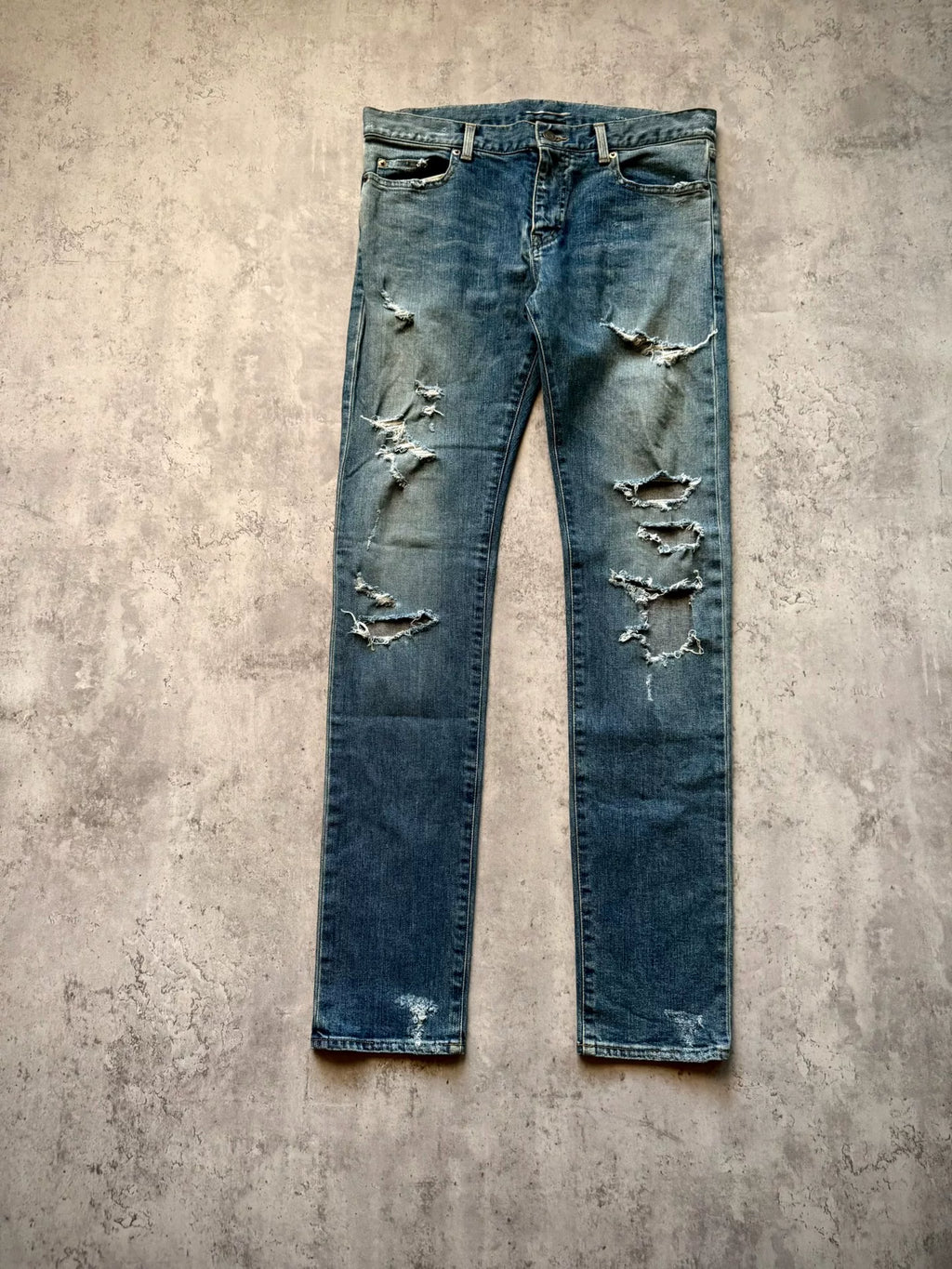 Saint Laurent Paris 15AW D02 Dark Blue Distressed Jeans by Hedi Slimane