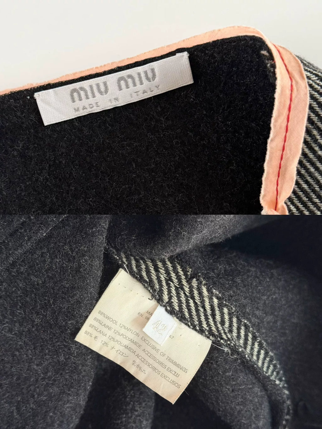MiuMiu SS00 Tonal-Twist Wool Skirt