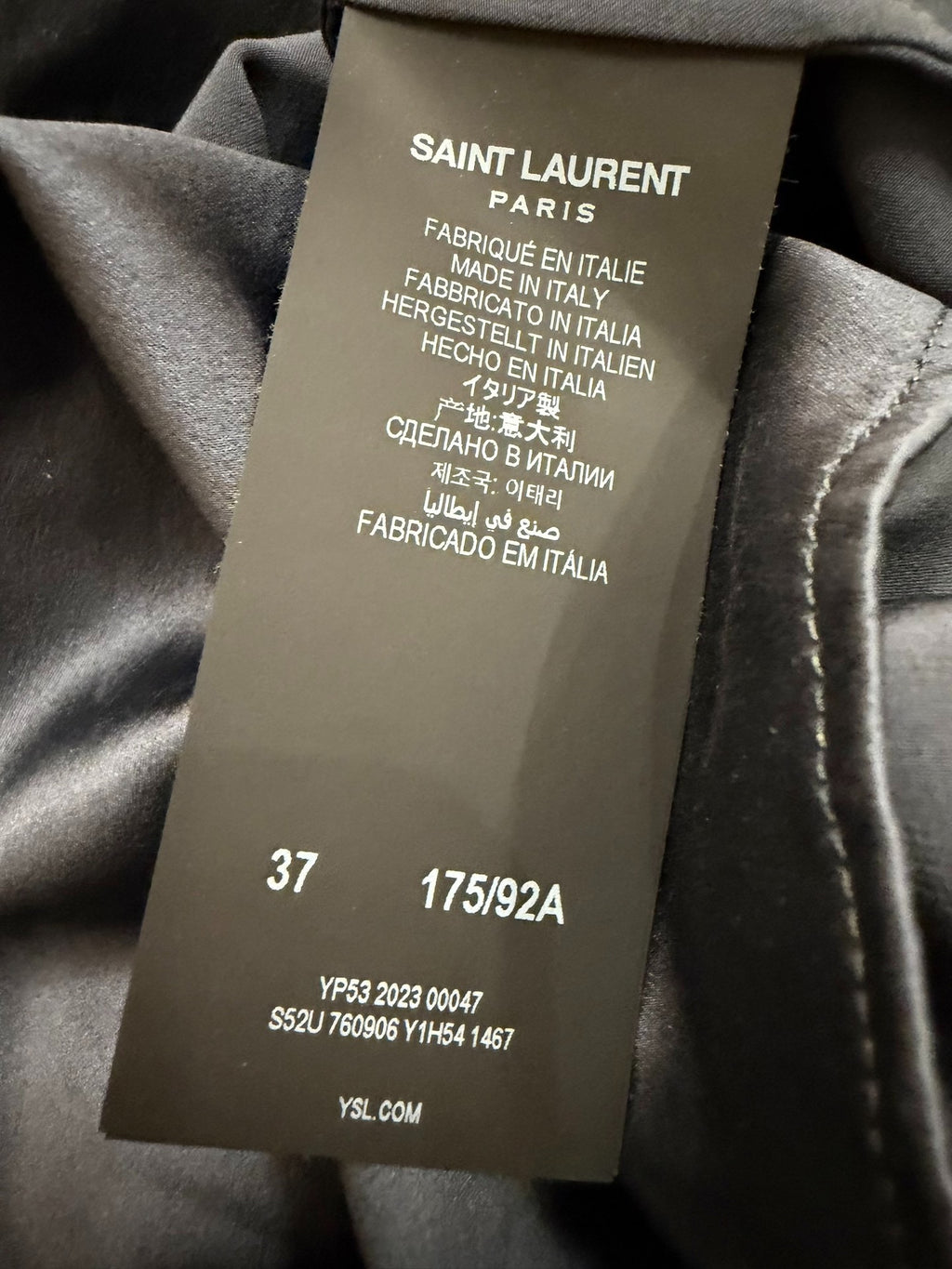 Saint Laurent FW23 Navy Blue Silk Shirt