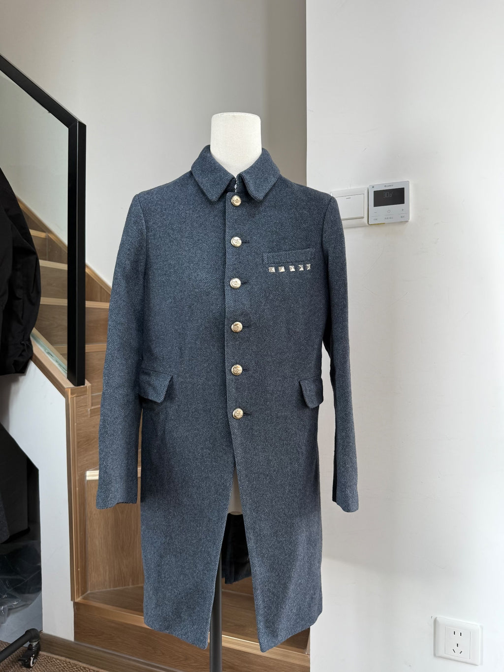 Comme des Garçons AD2007 Blue Grey Silver-Button Coat