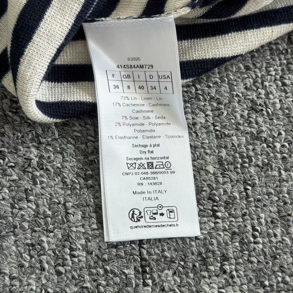 Dior Blue White Stripe Silk Cashmere Knit Top