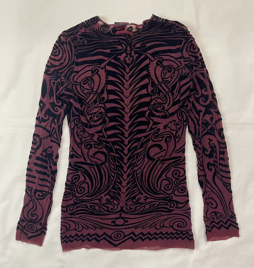 1996 Spring/Summer Jean Paul Gaultier Cyberbaba Cyber Hippie Tribal Tattoo Mesh Tattoo Top