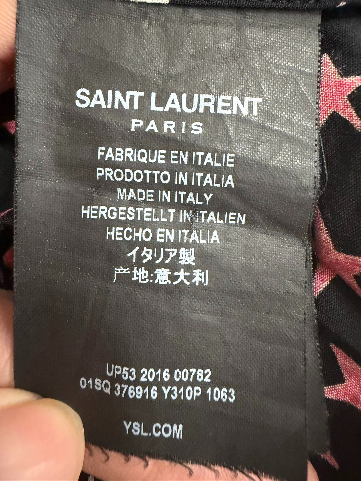 Saint Laurent Paris FW16 Pink White Star Shirt by Hedi Slimane