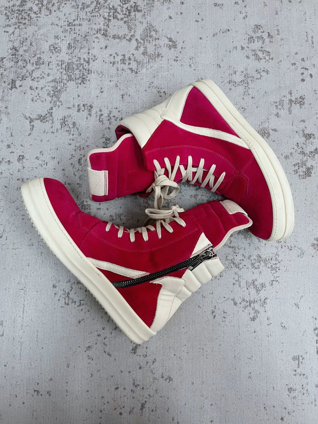 Rick Owens Women's Geobasket Sneakers in Fuschia/Milk