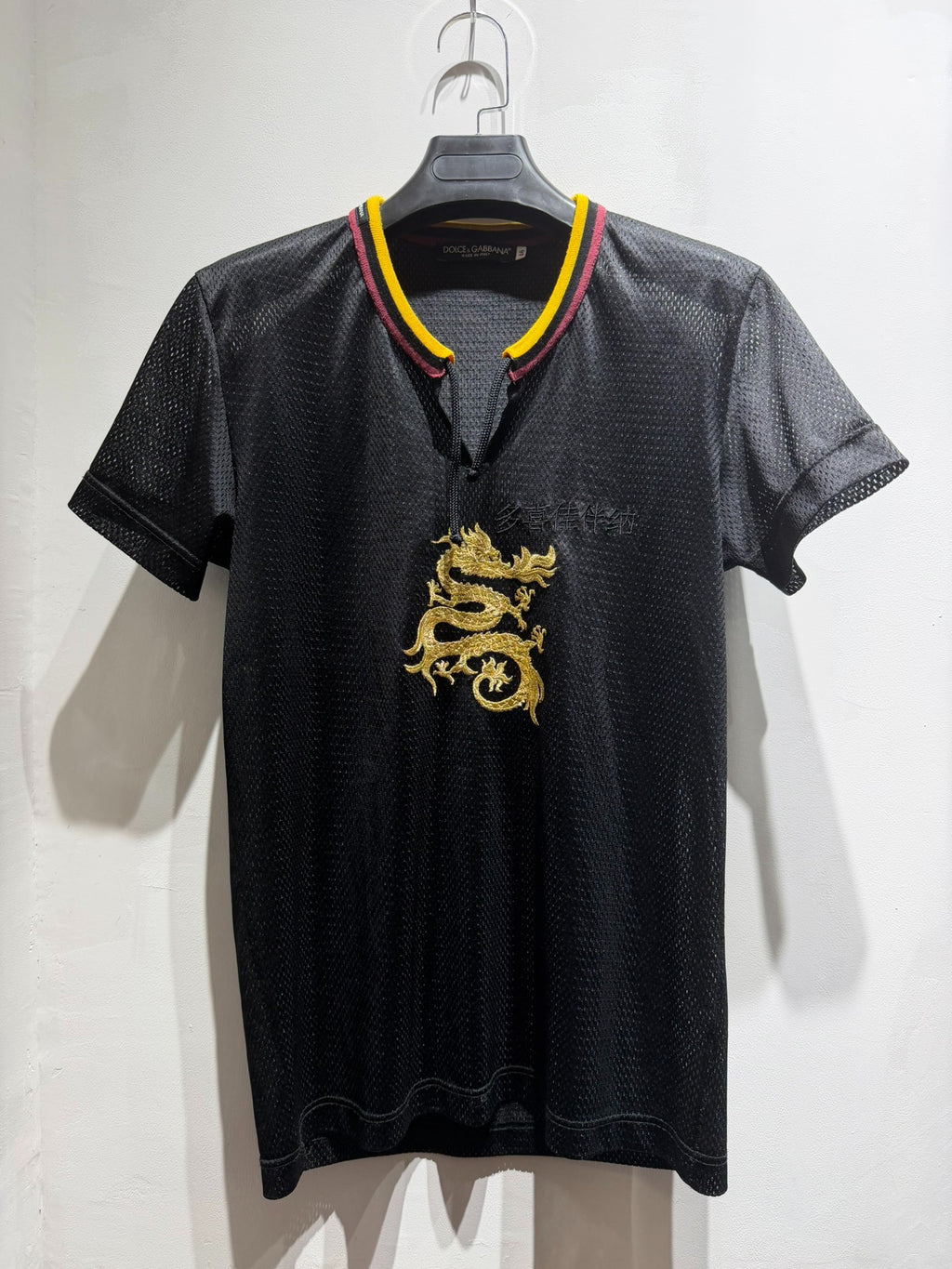 Dolce&Gabbana golden dragon mesh shirt