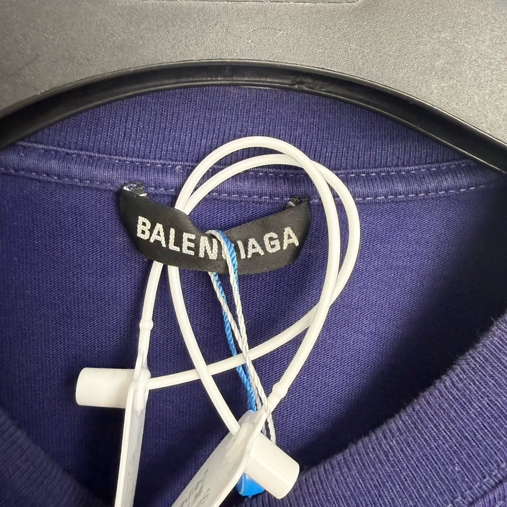Balenciaga Blue Cola Logo Short Sleeve T-Shirt