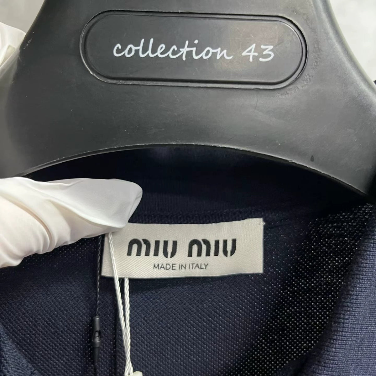Miu Miu Blue Letter Embroidery Polo Top