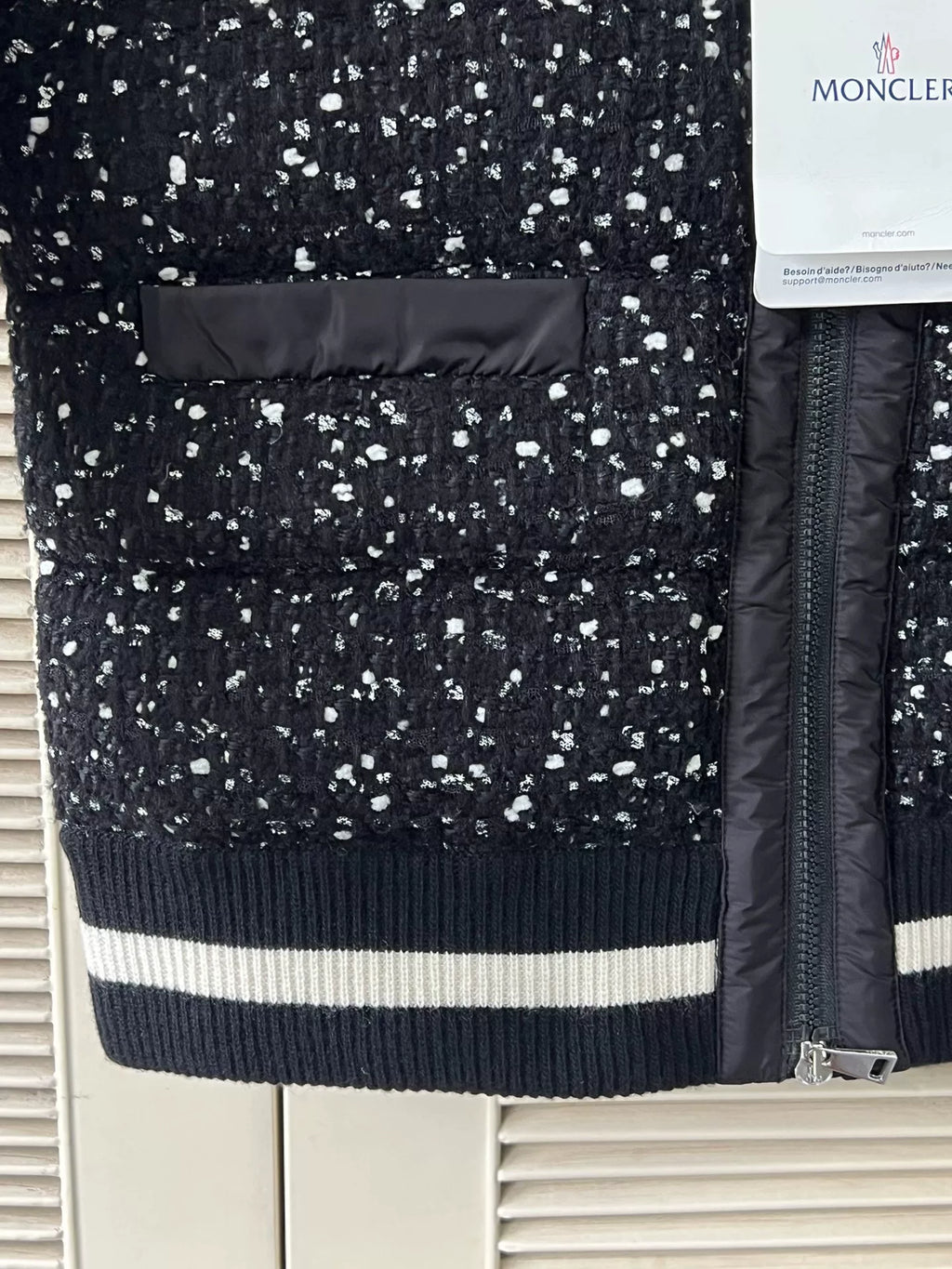 Moncler Cardigan Knit-Panel Down Jacket