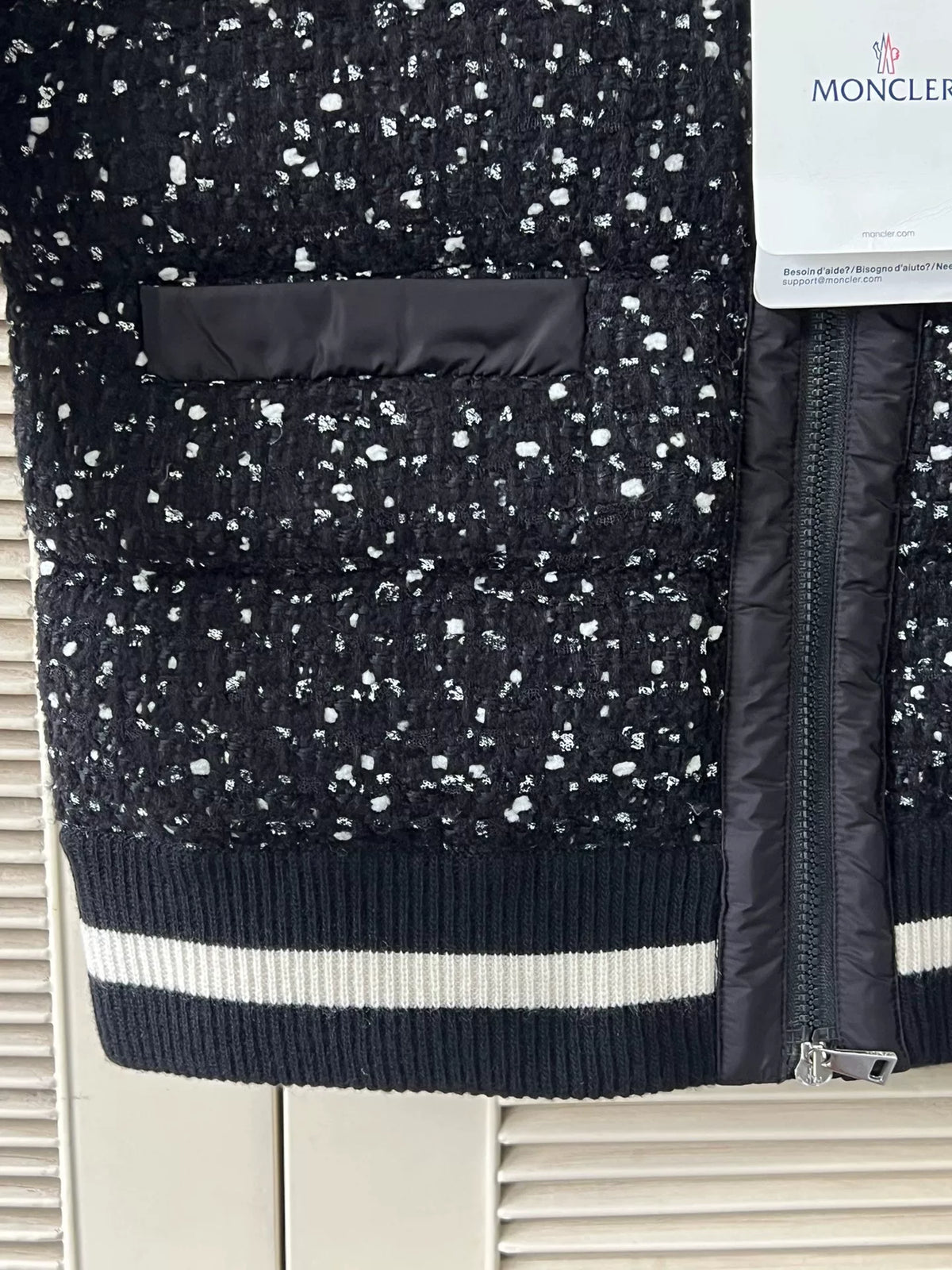 Moncler Cardigan Knit-Panel Down Jacket