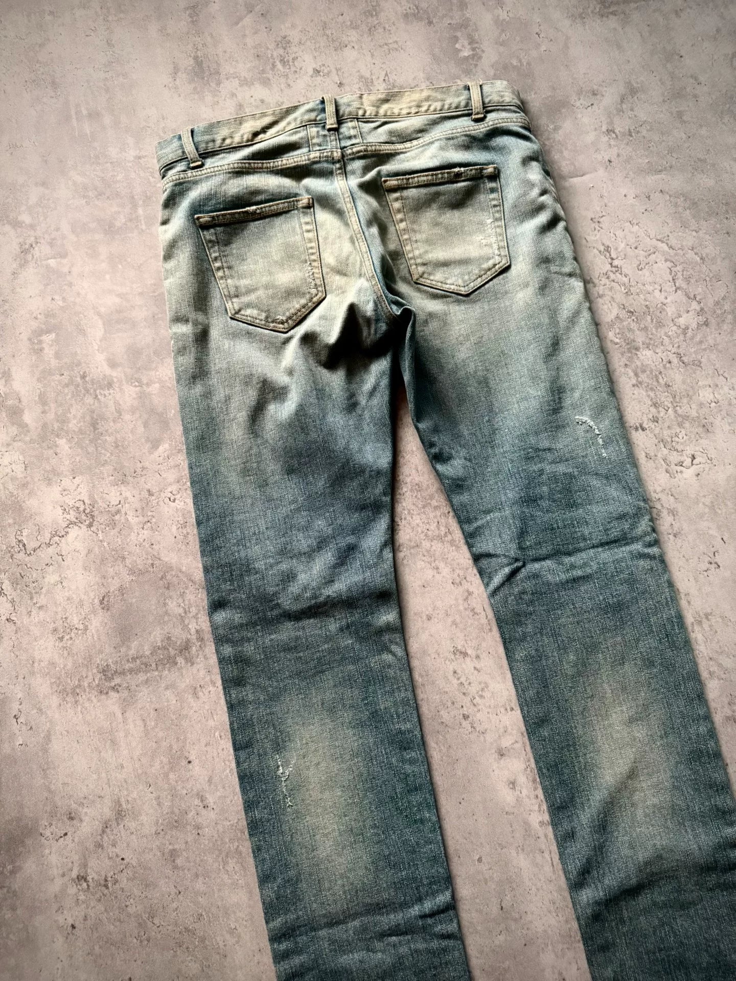 Saint Laurent Paris 16AW D02 Light Wash Distressed Ripped Denim Blue Jeans by Hedi Slimane