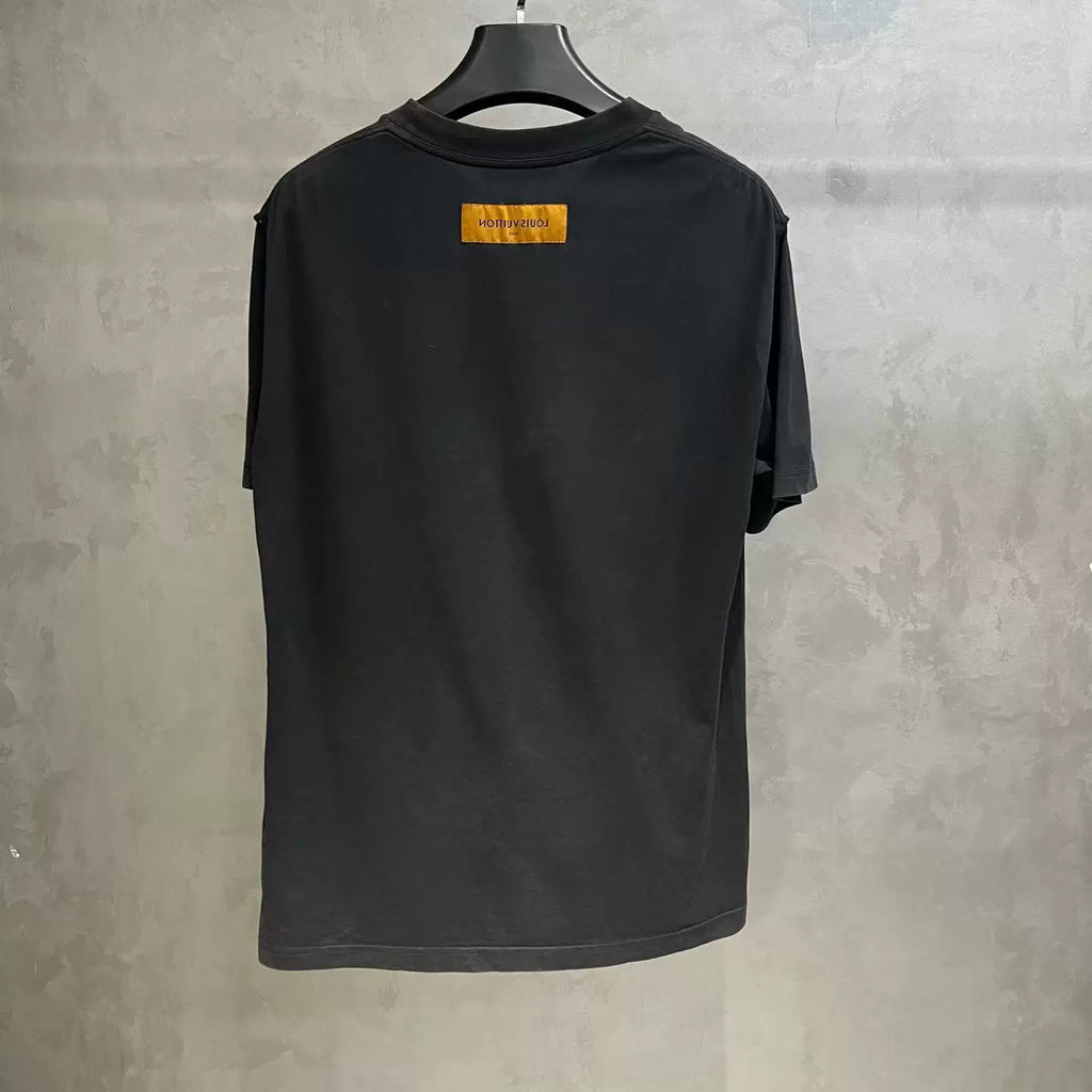 Louis Vuitton Black Embossed Cotton Short Sleeve T-Shirt
