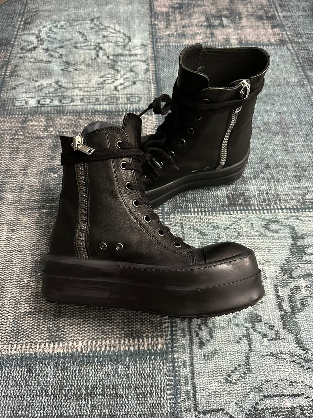 Rick Owens Black High-Top Sneakers