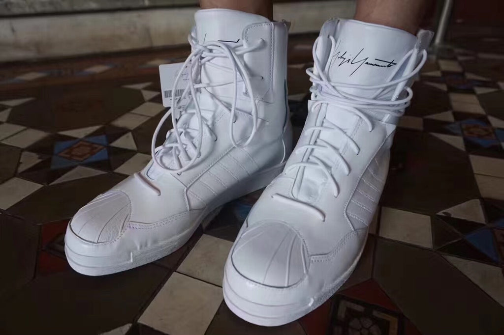 Yohji Yamamoto × Adidas Y3 White Punk Superstar Shell-Toe Leather Sneakers