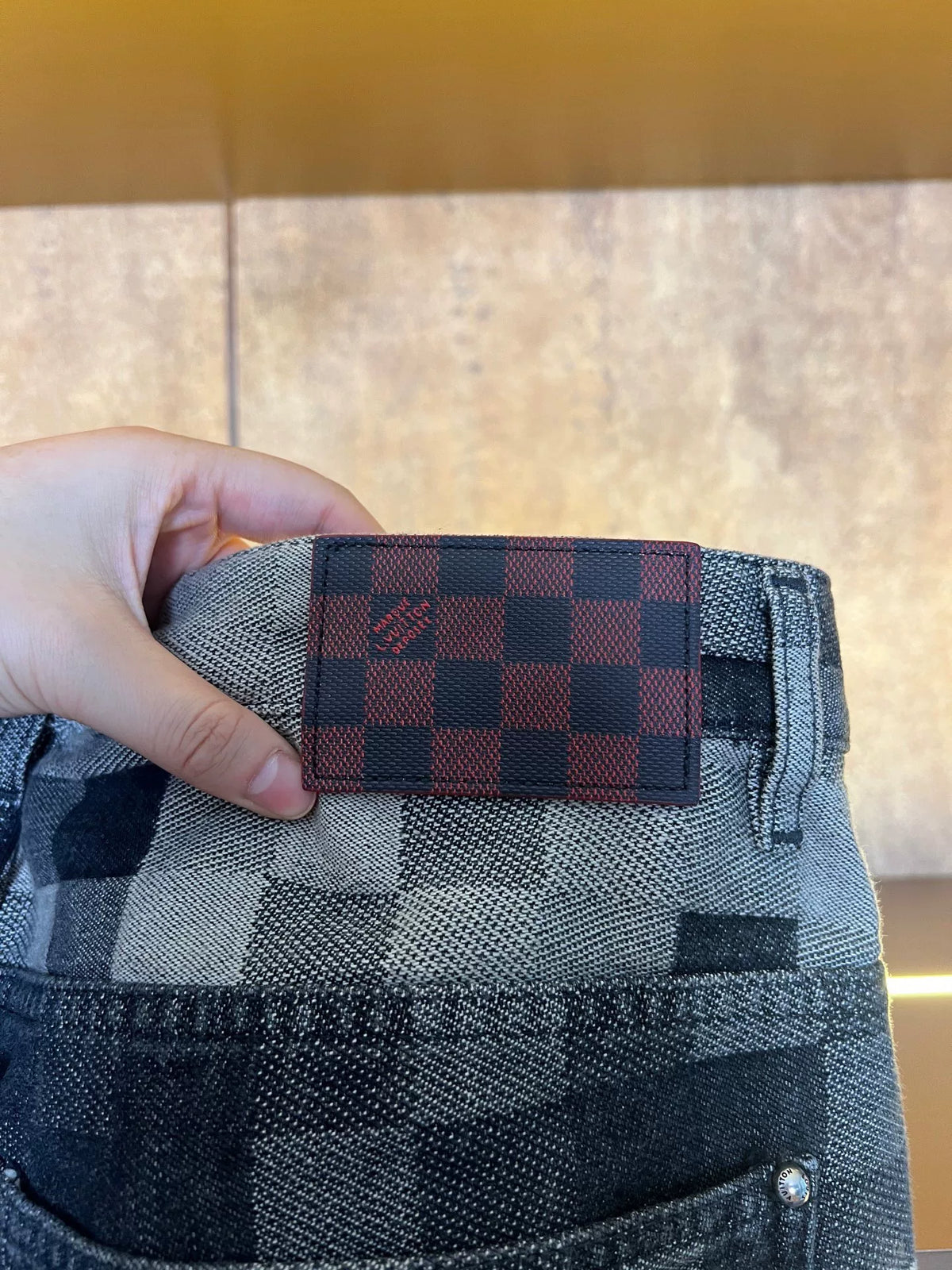 Louis Vuitton Black Grey Checkered Denim Jeans