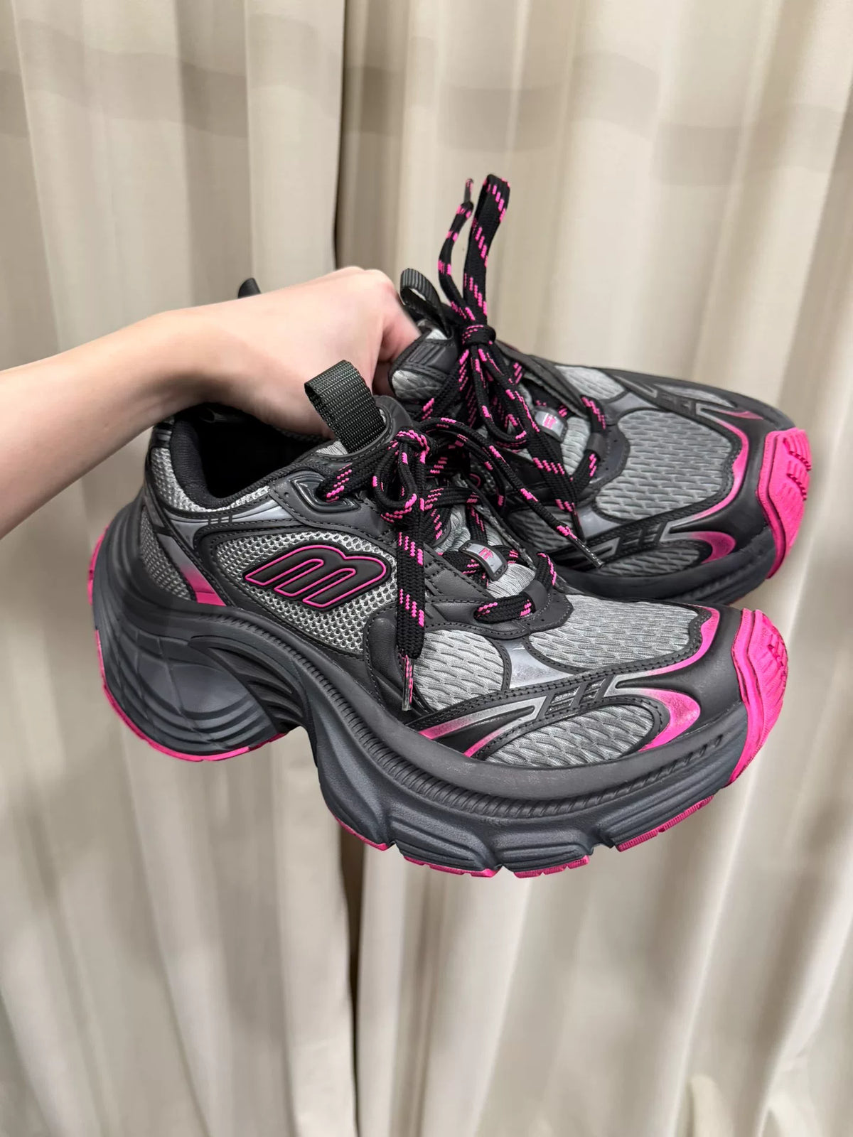 Balenciaga 10XL Black and Pink Sneakers
