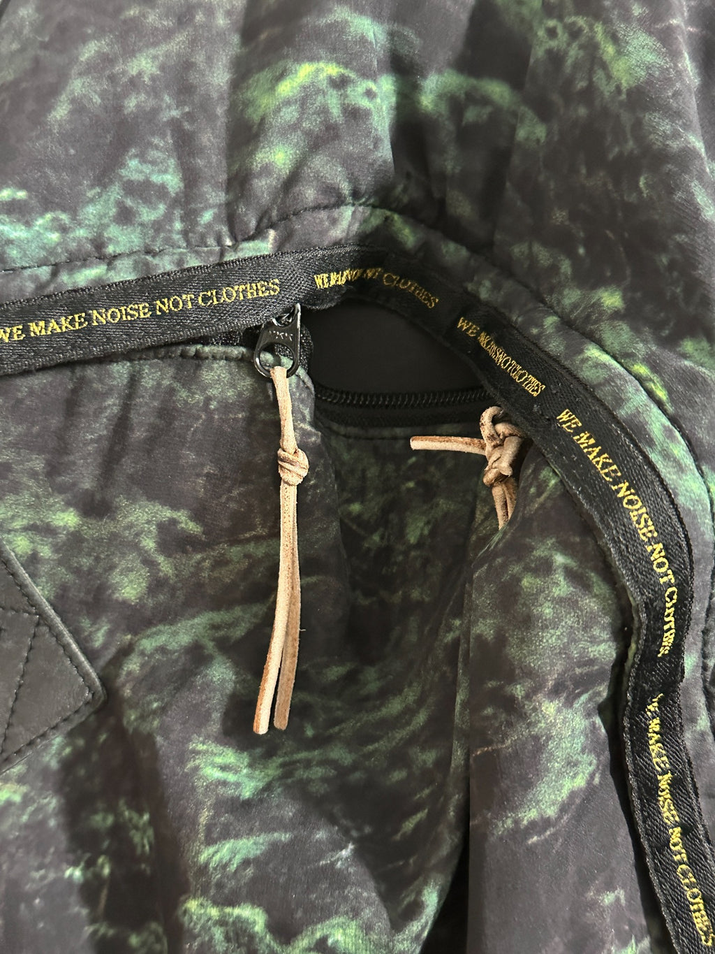 Undercover Green Camo Nylon Pieced Leather Zip Backpack