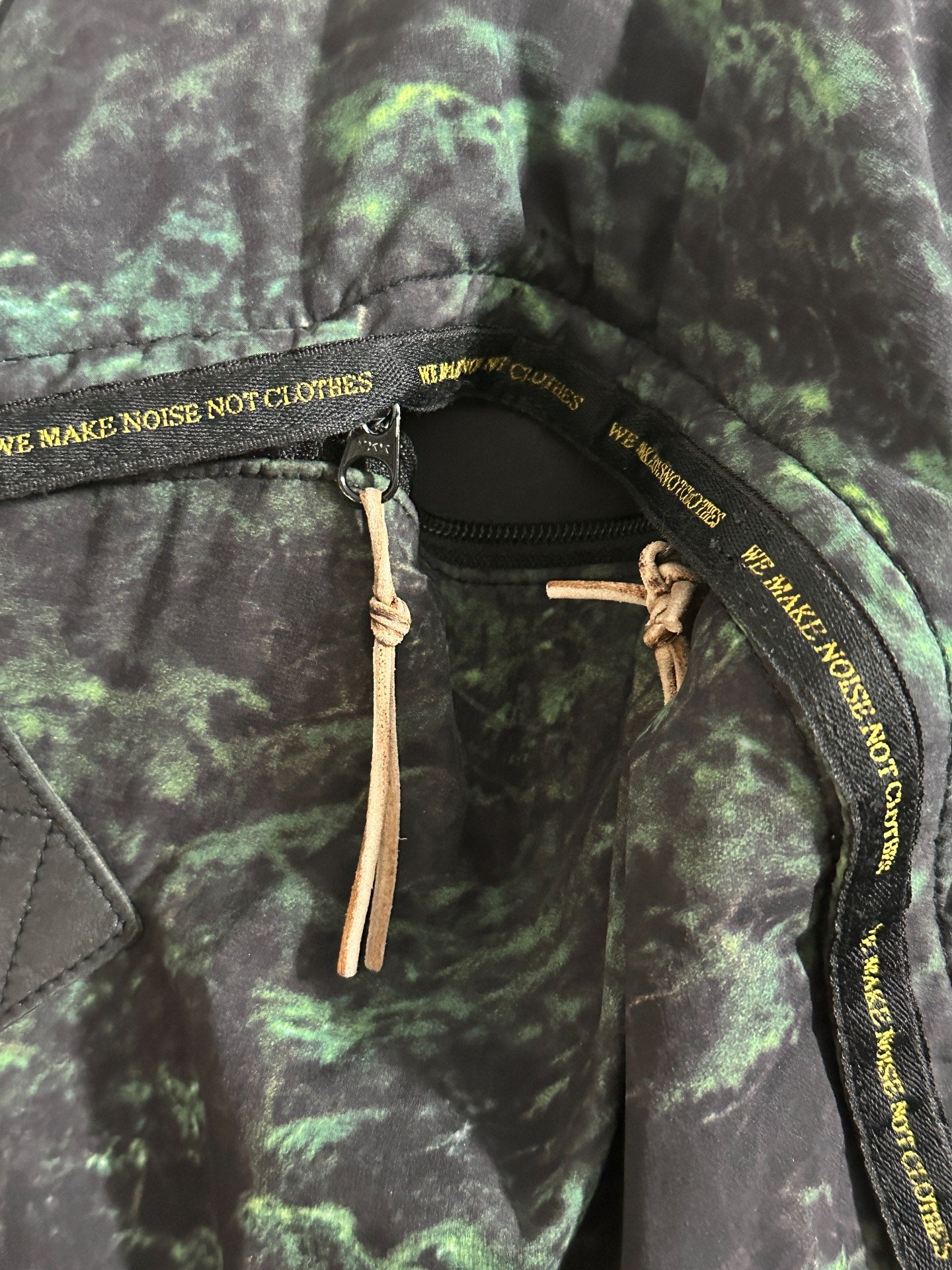 Undercover Green Camo Nylon Pieced Leather Zip Backpack