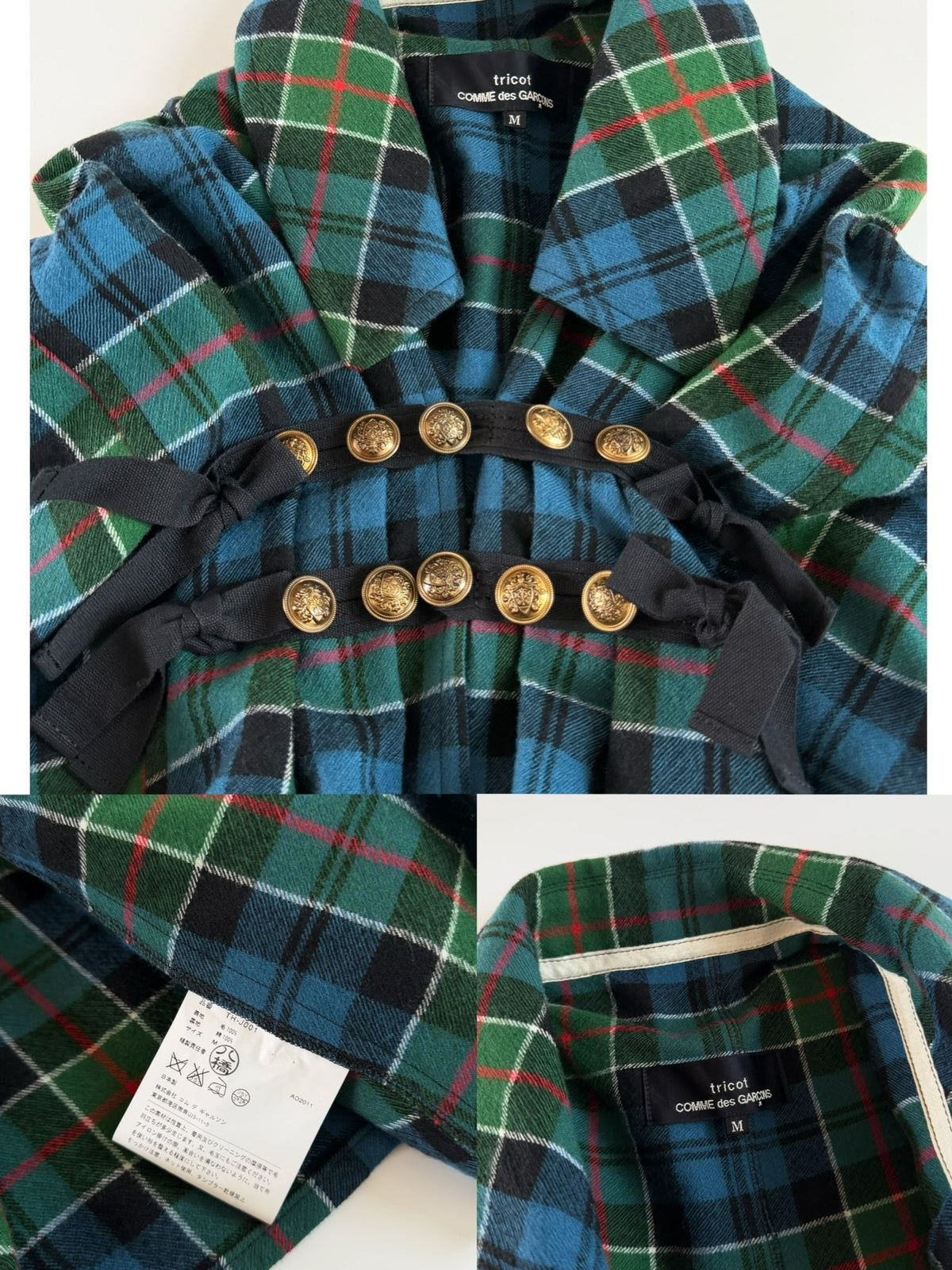 Comme Des Garcons Plaid Top Wool Cape Coat