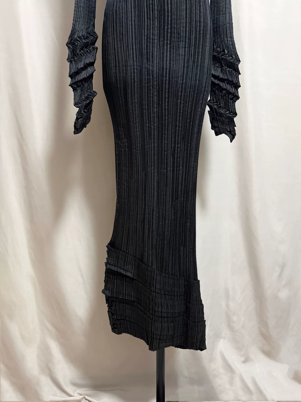 Issey Miyake Black Staircase Pleated Dress