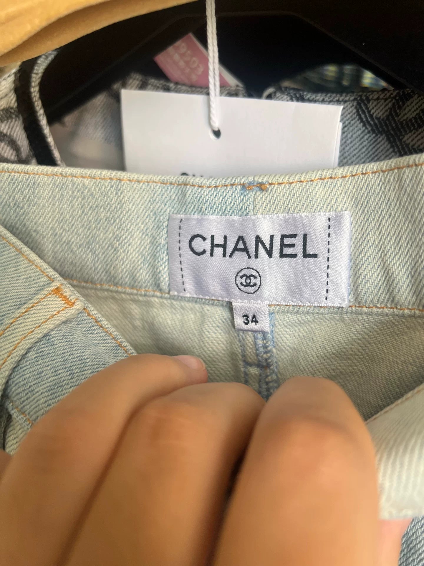 Chanel Runway Color-Block Denim Shorts