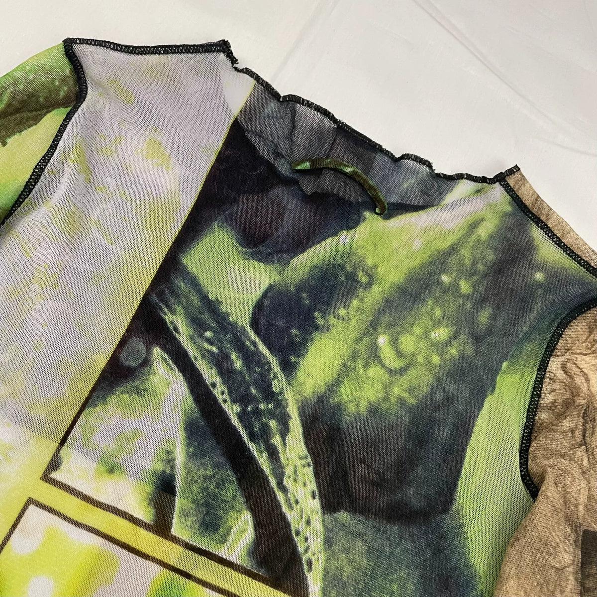 Jean Paul Gaultier Embroidered Patchwork Stretch Mesh Top