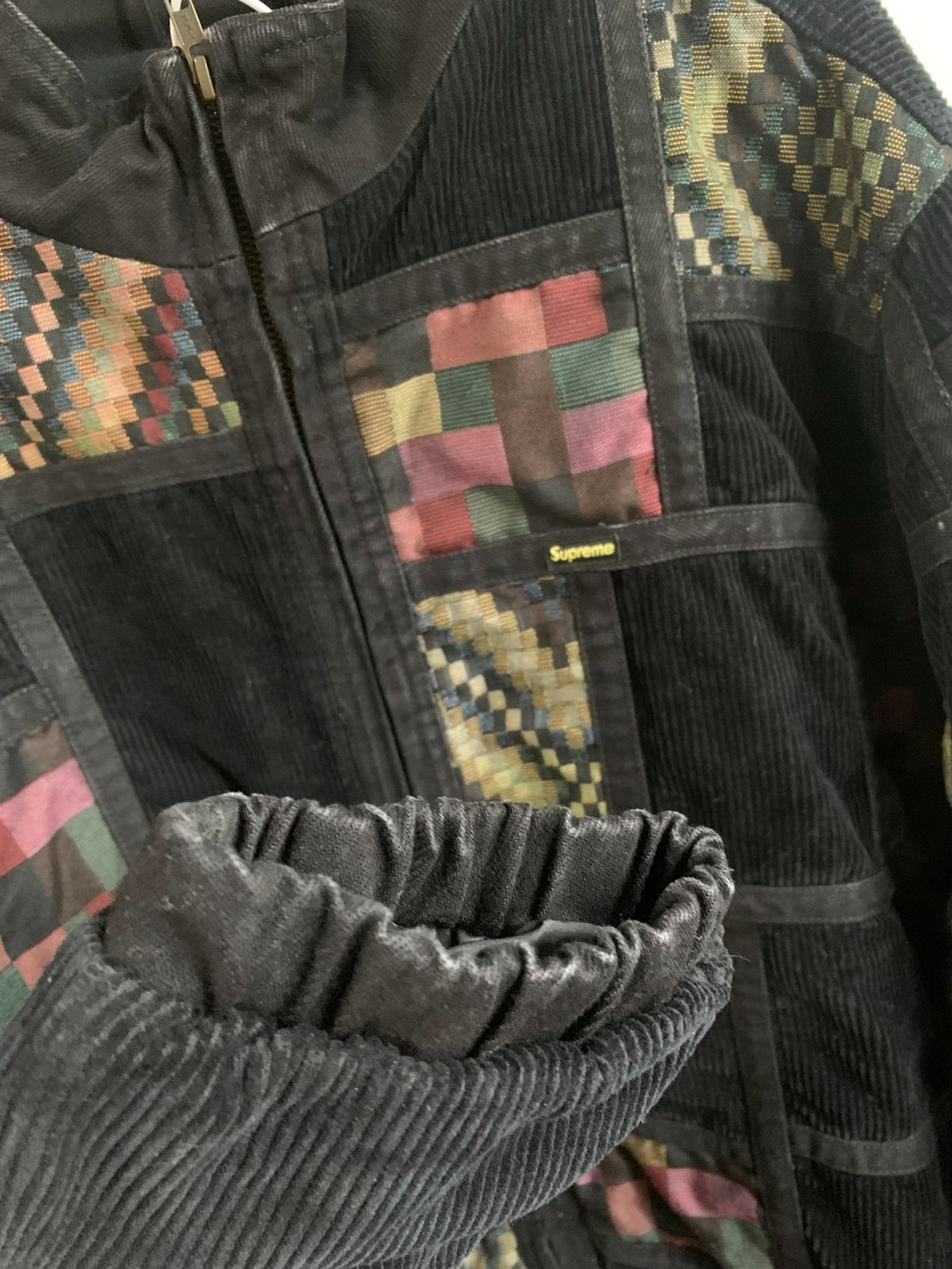 Supreme FW18 Black Washed Corduroy Patchwork Jacket