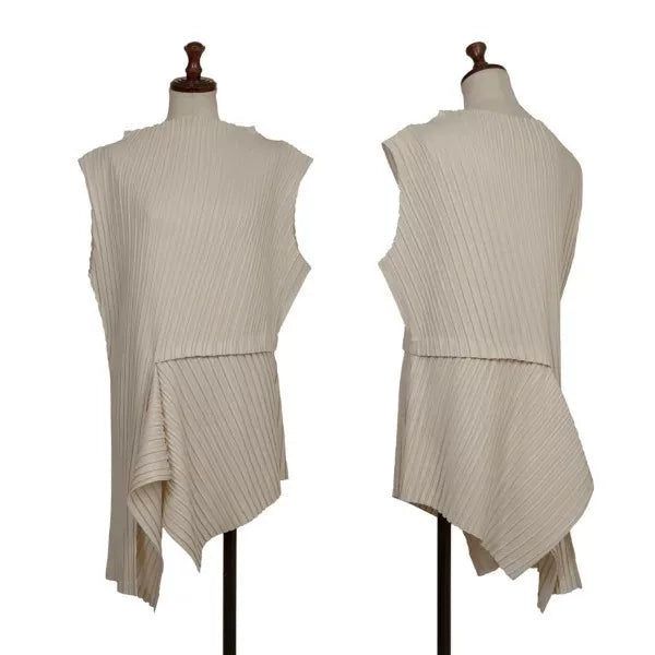 Issey Miyake Vintage Beige Pleated Top