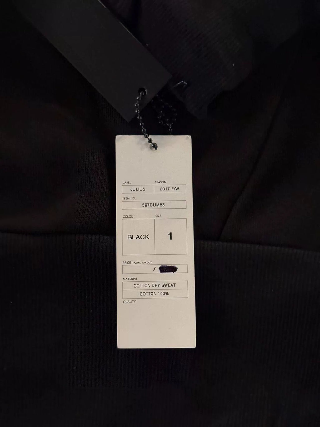 Julius AW17 Black Wide Sleeve Cotton Sweater
