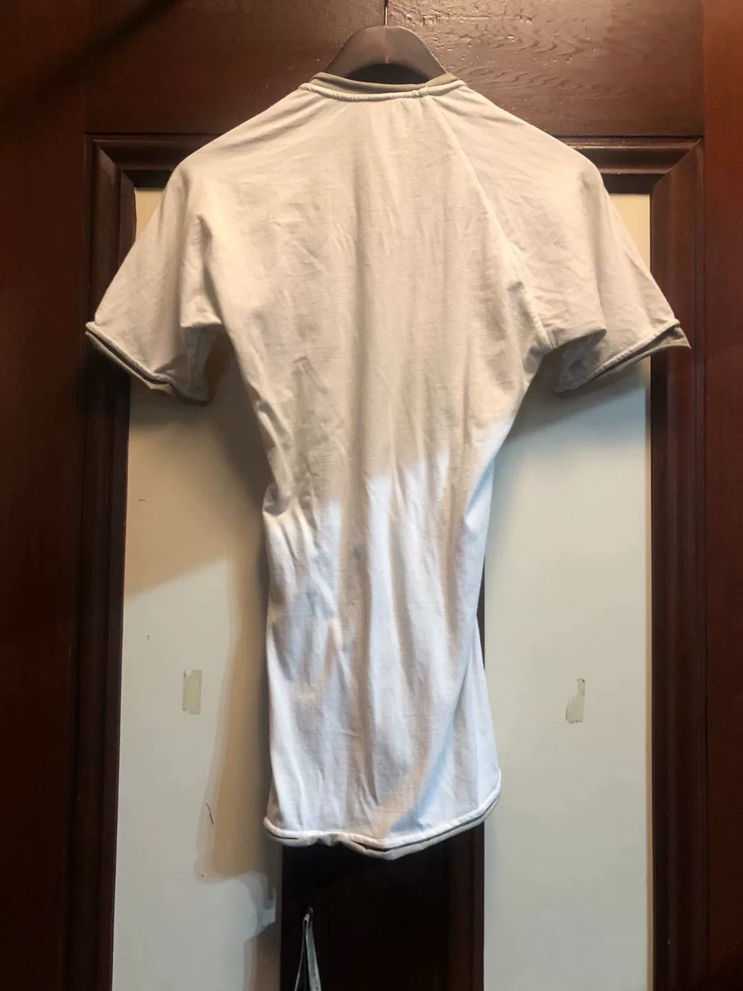 layer-0 18FW white 1/2 double-sided short sleeve Top