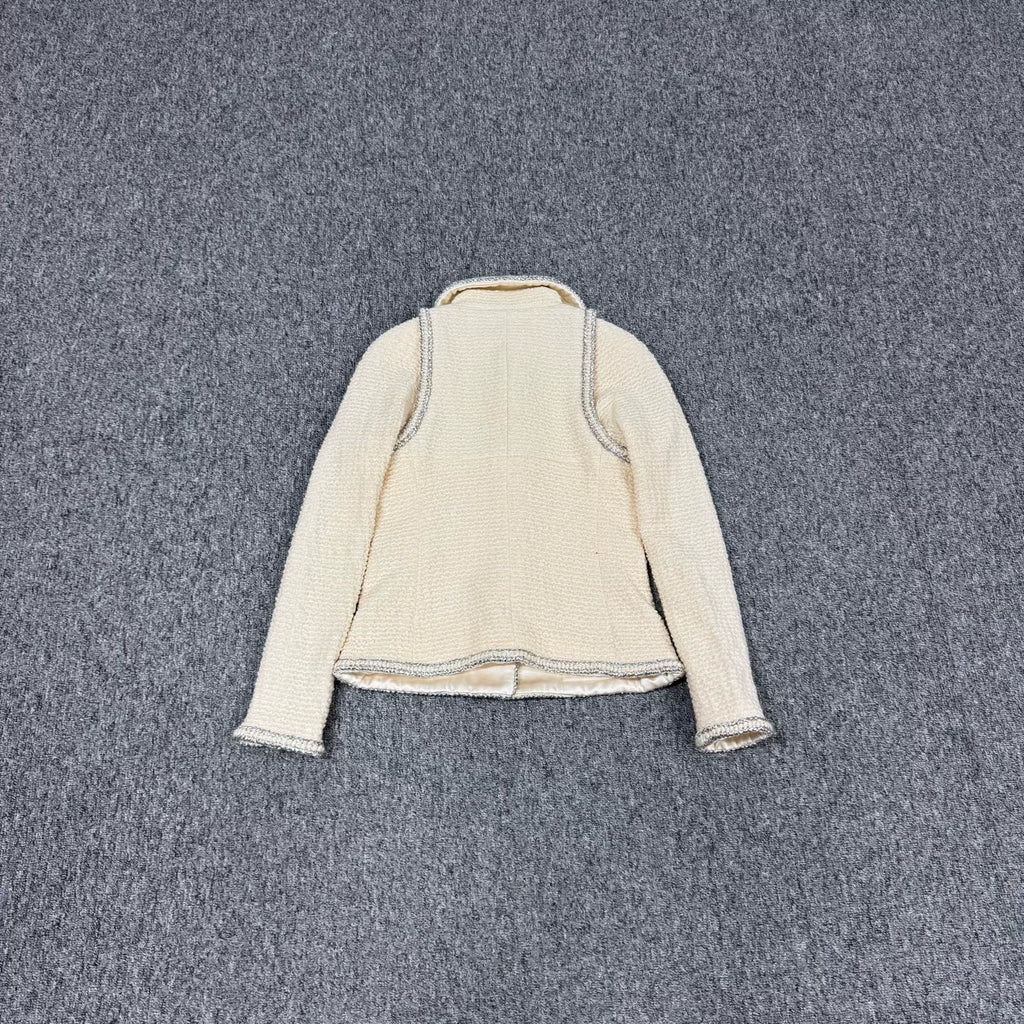 Chanel Silver Trim Wool Coat