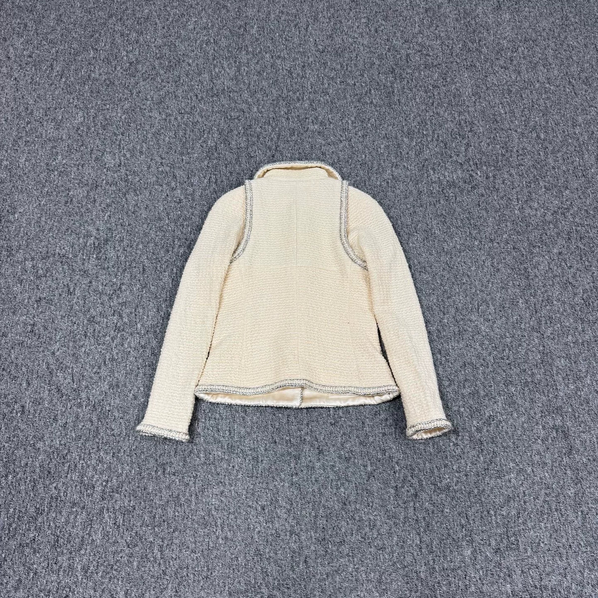Chanel Silver Trim Wool Coat
