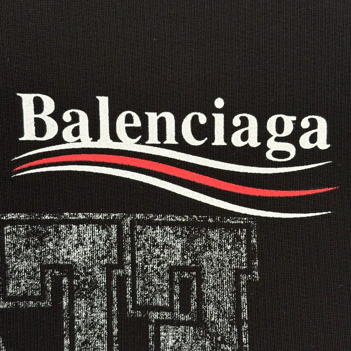 Balenciaga SS25 Black Multi-Element Wave Hooded Sweater