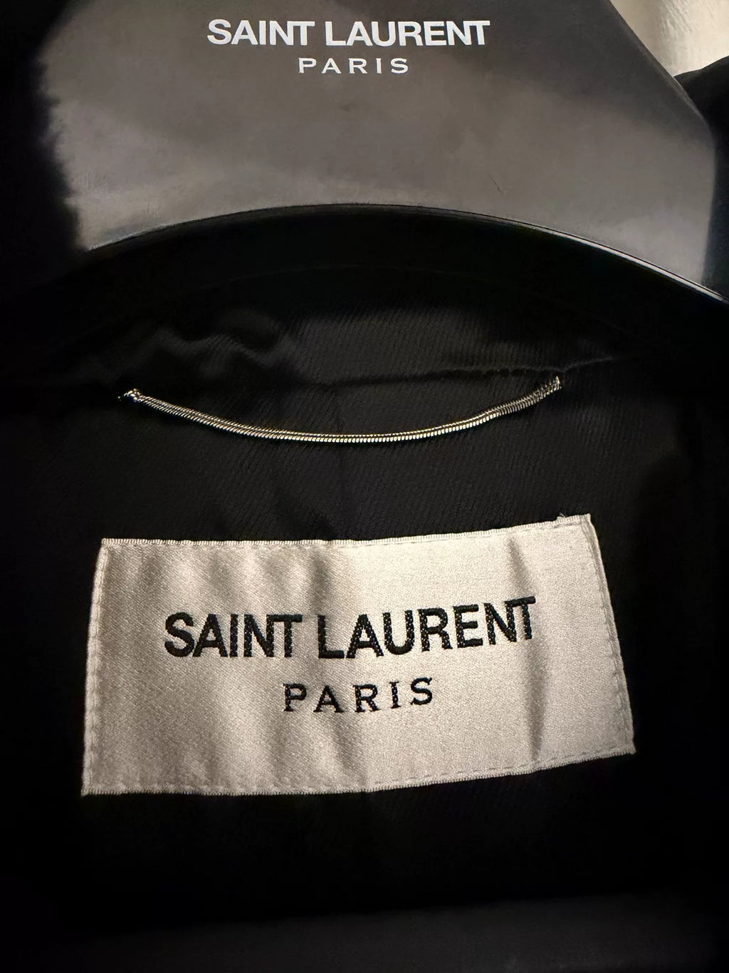 Saint Laurent FW21 Anthony Vaccarello Horn-Buckle Hooded Wool Silk Coat