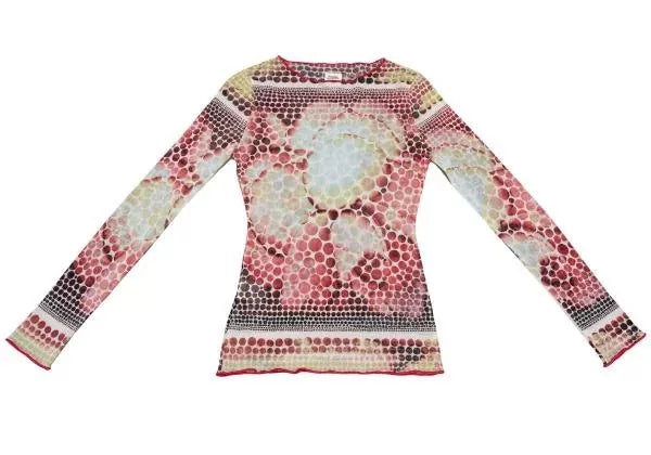 Jean Paul Gaultier Vintage Orange Polka Dot Mesh Top