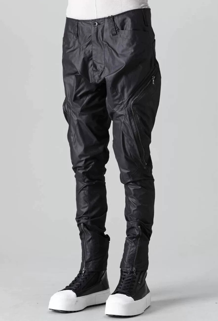 Julius FW22 Dark Vanguard Multi-Zip Coated Polyester Cotton Pants
