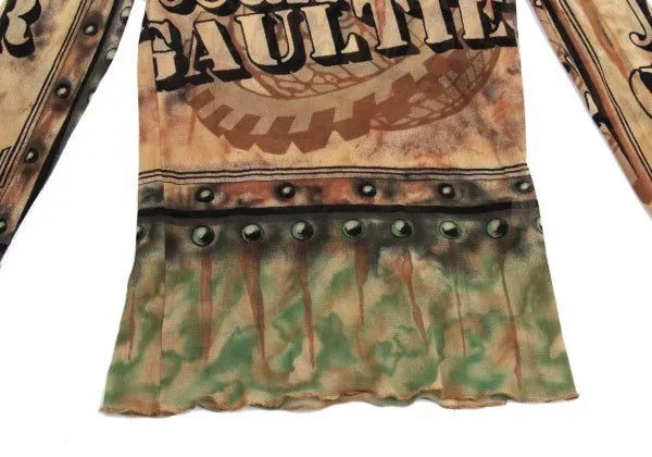 Jean Paul Gaultier Vintage Green Floral Logo Mesh Top