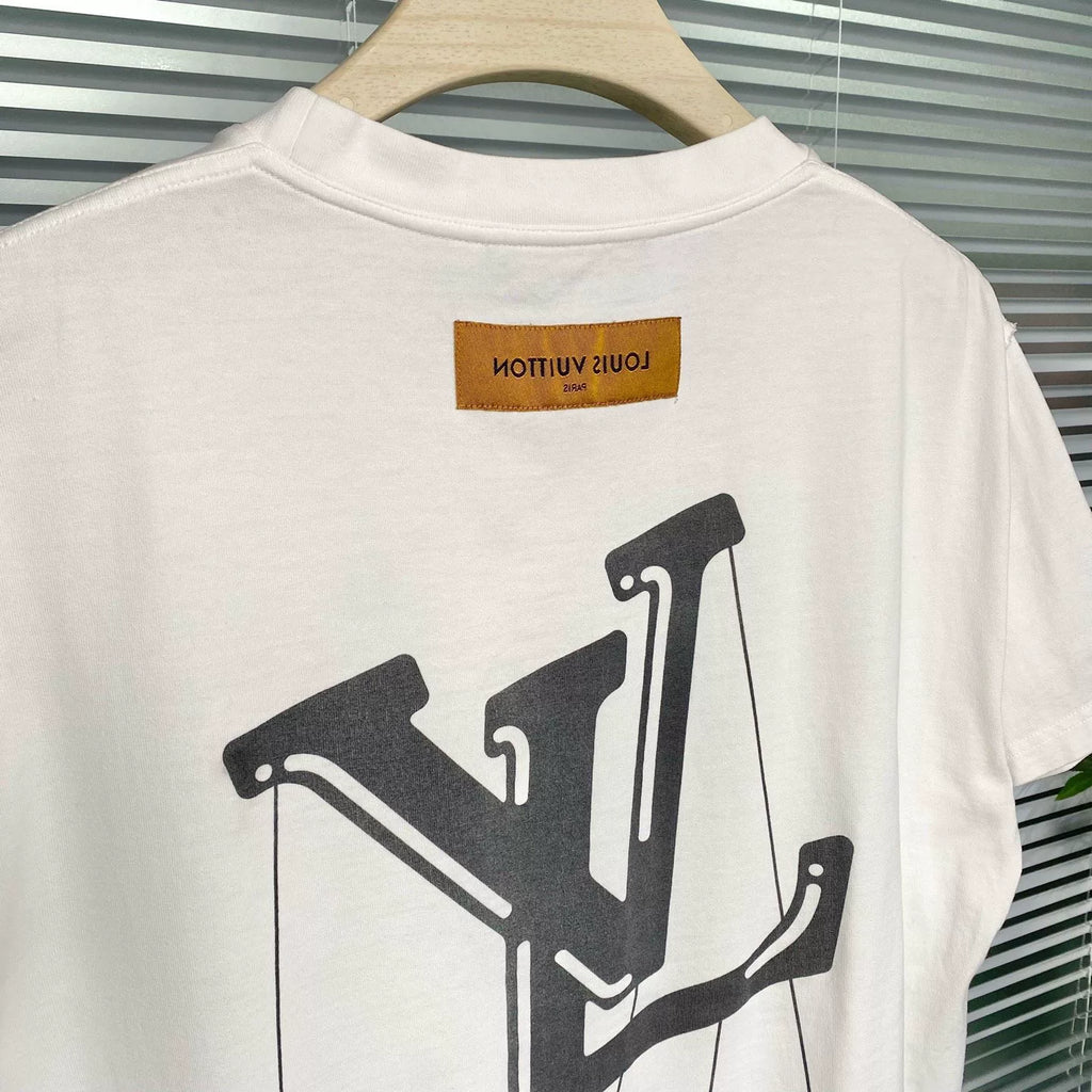 Louis Vuitton Print Logo Cotton White Short Sleeve T-Shirt