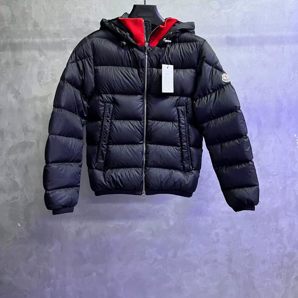 Moncler Black Logo Label Zip-Up Down Jacket