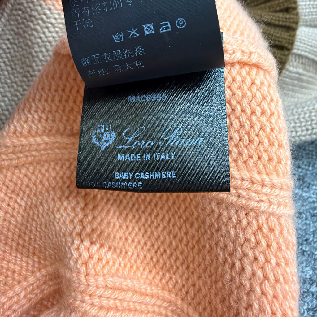 Loro Piana BABYCASHMERE Three-Color Patchwork Cashmere Knit Sweater