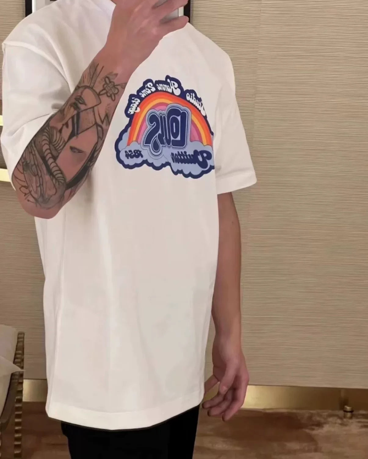 Louis Vuitton Rainbow Letter Print Short-Sleeve Shirt