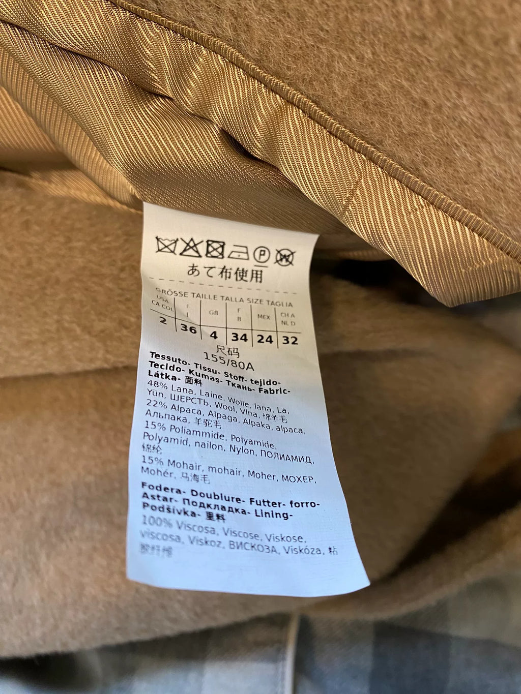 Max Mara Dark Camel Wool Alpaca Coat