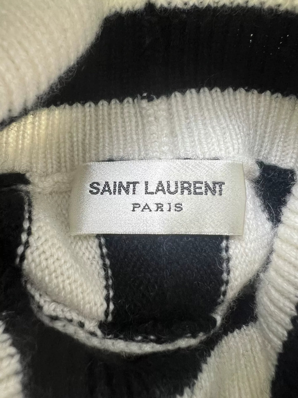 Saint Laurent 15FW Black White Striped Turtleneck Sweater
